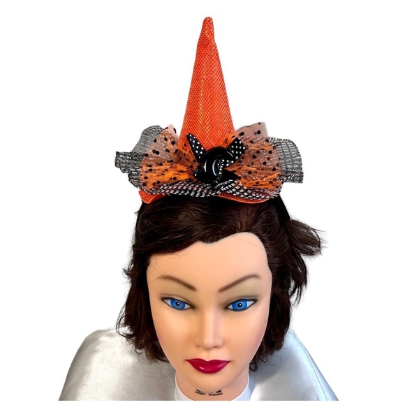 Halloween Witch’s Hat Headband New With Tag Orange/Black - Picture 1 of 3